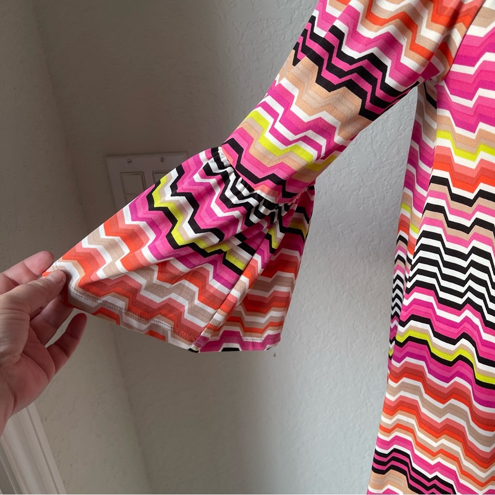 Trina Trina Turk chevron printed multicolor dress extra small XS - Picture 2 of 7